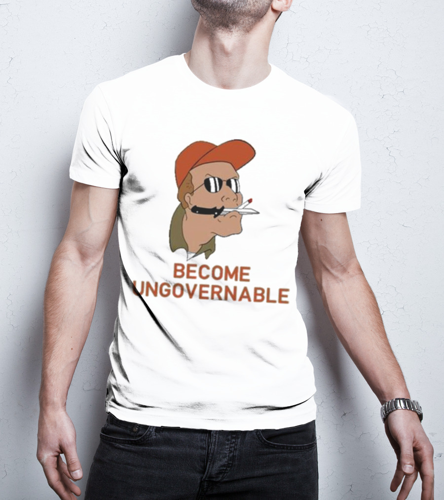 Become Ungovernable Rusty Shackleford Smoking Character With Sunglasses And Orange Hat T-Shirt