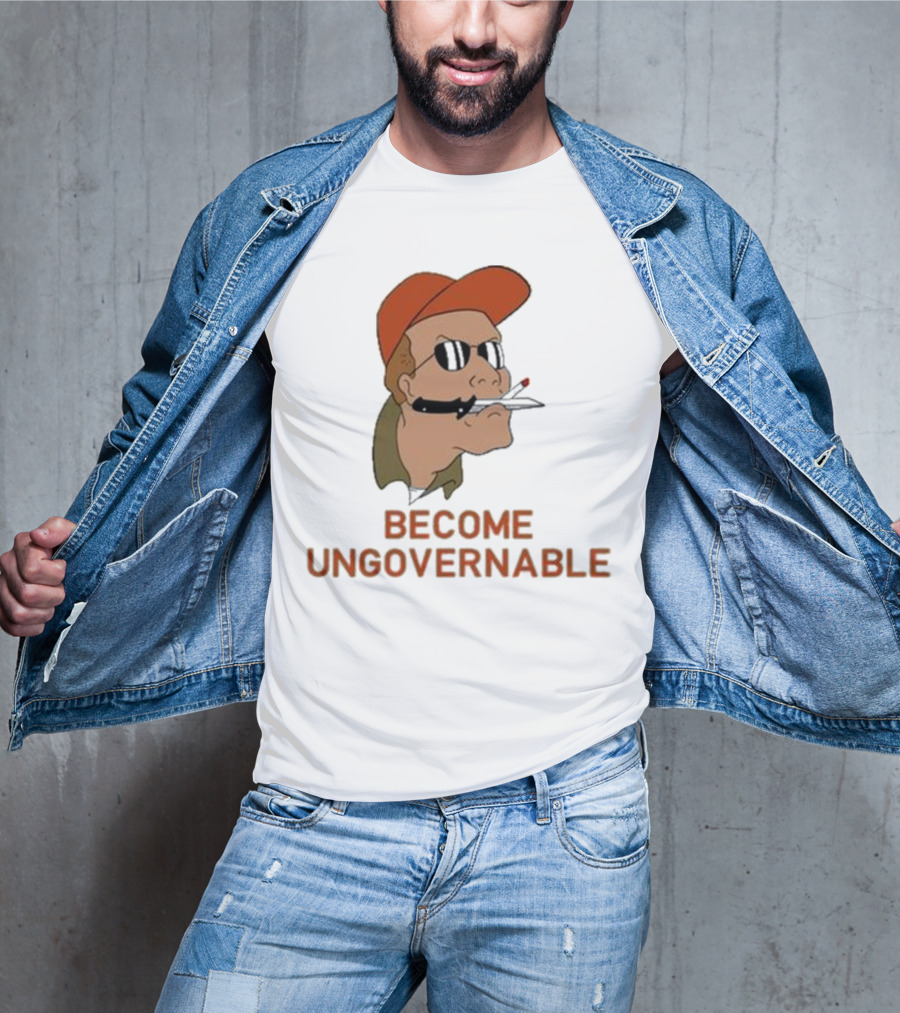Become Ungovernable Rusty Shackleford Smoking Character With Sunglasses And Orange Hat T-Shirt