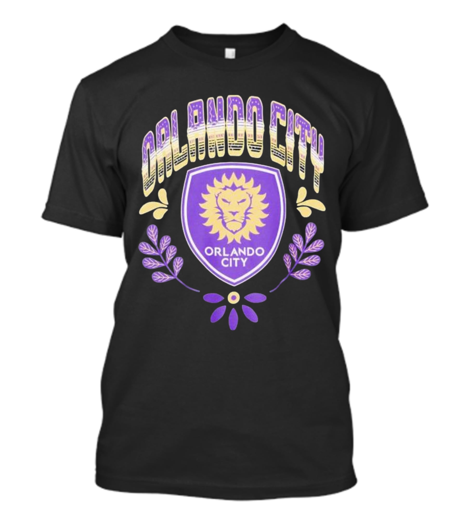 Orlando City SC Serape Style Lion Emblem Purple And Yellow T-Shirt