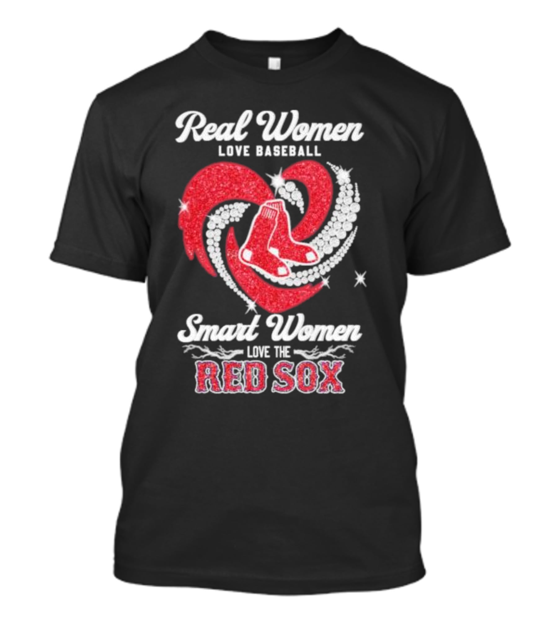 Real Women Love Baseball Smart Women Love The Red Sox Heart T-Shirt