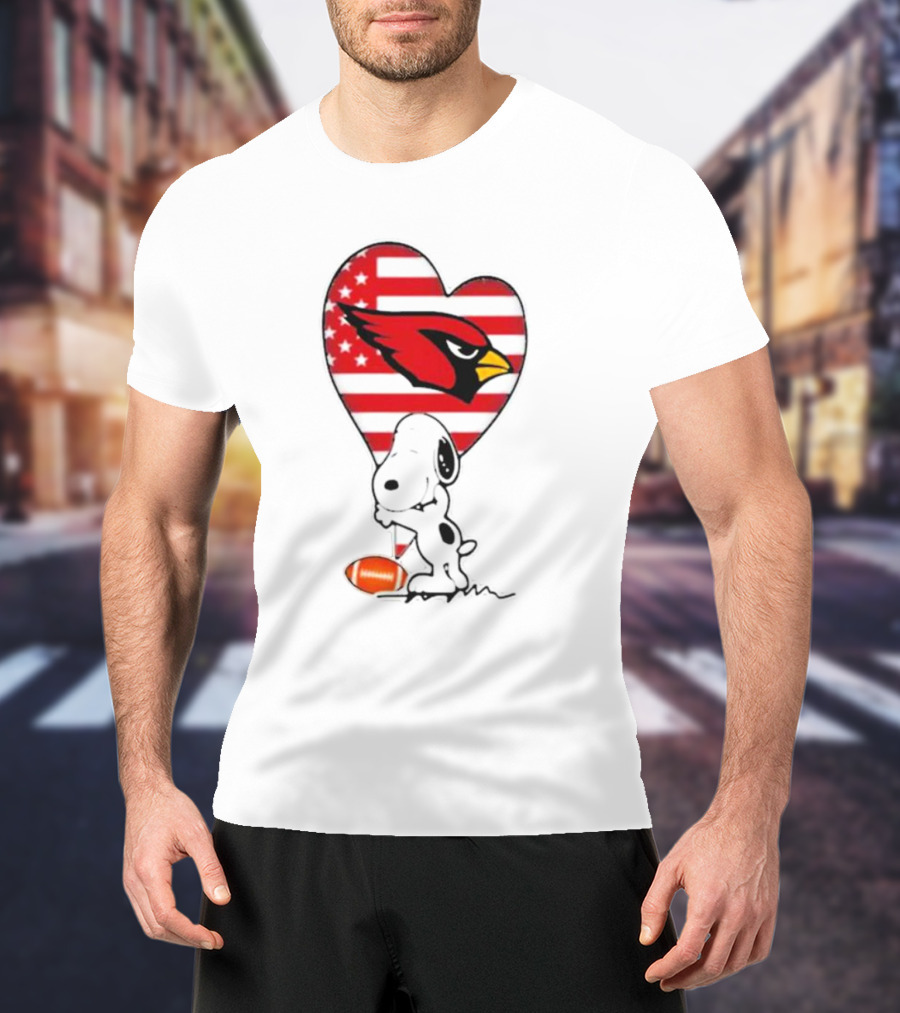 Arizona Cardinals NFL Football Peanuts Movie Snoopy Hugging Heart T-Shirt