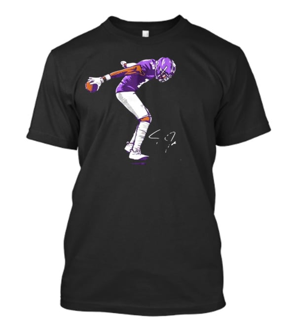 Justin Jefferson Football Superstar Pose In Purple And White T-Shirt