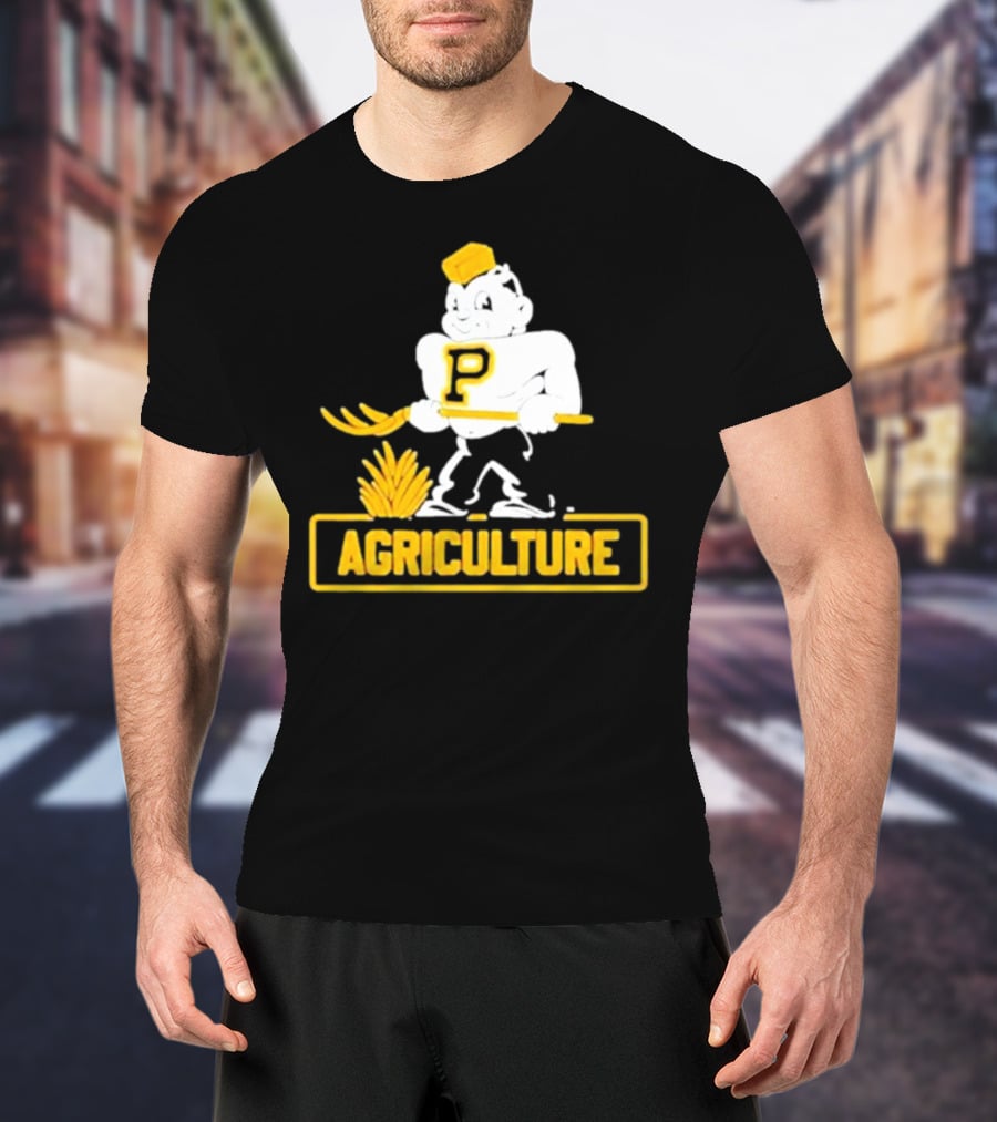 Purdue Agriculture Mascot With P Logo And Hay T-Shirt