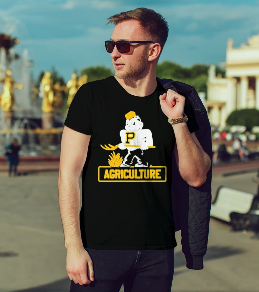 Purdue Agriculture Mascot With P Logo And Hay T-Shirt
