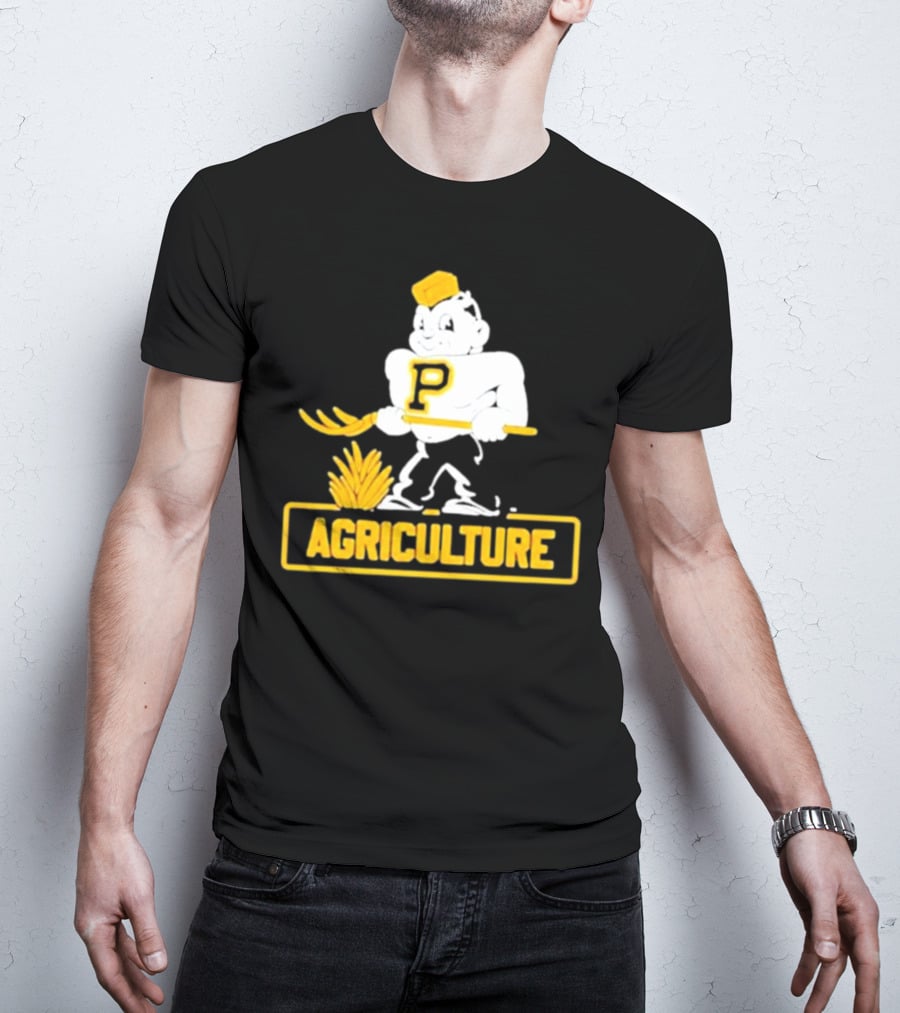 Purdue Agriculture Mascot With P Logo And Hay T-Shirt