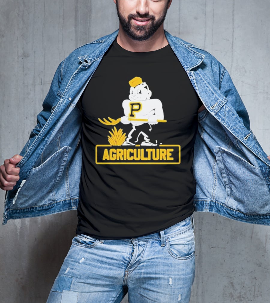 Purdue Agriculture Mascot With P Logo And Hay T-Shirt
