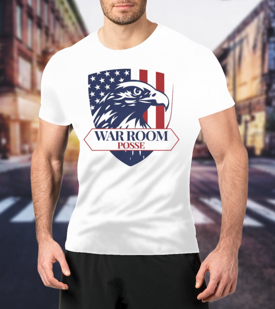 War Room Posse Eagle Shield U.S. Flag Stripes Badge T-Shirt