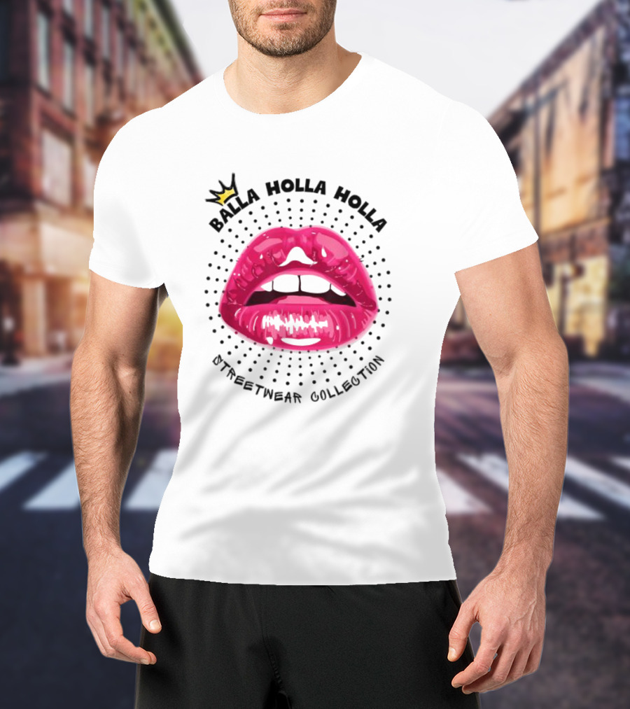 Balla Holla Holla Streetwear Collection Lips Icon With Crown T-Shirt