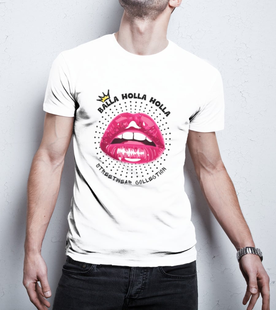 Balla Holla Holla Streetwear Collection Lips Icon With Crown T-Shirt
