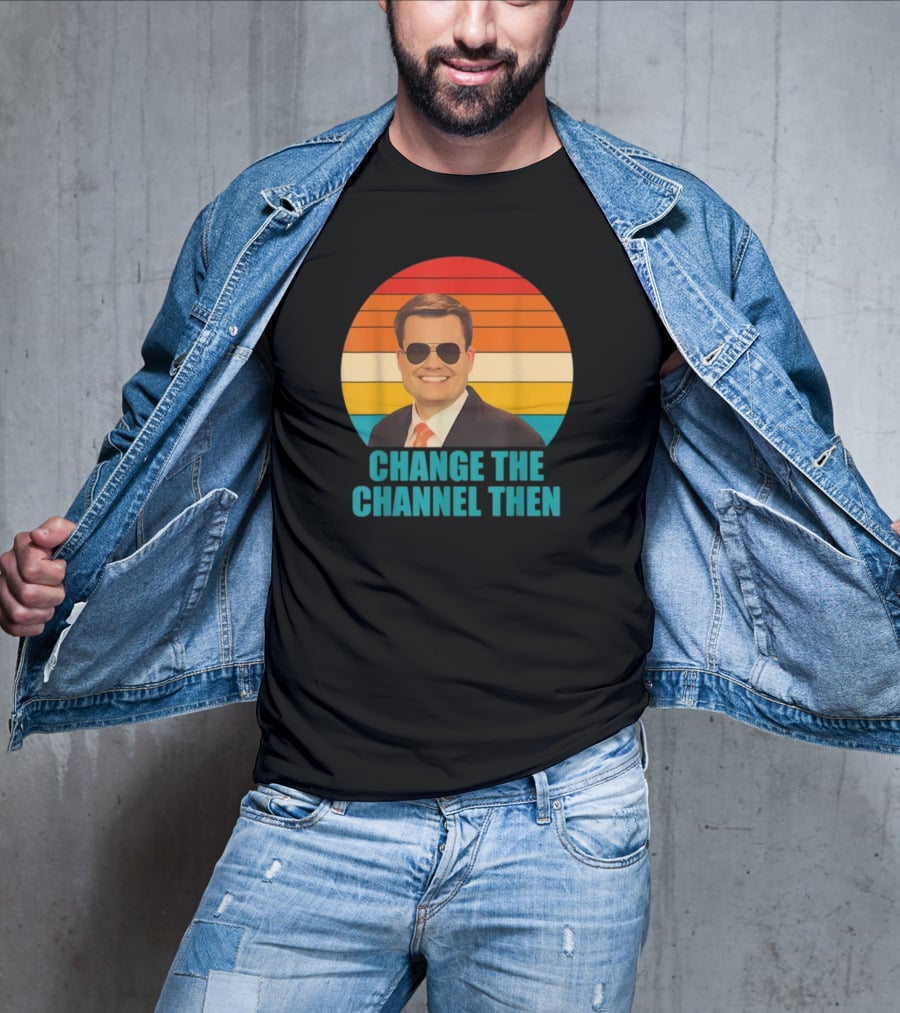 Change The Channel Then Retro Sunglasses News Anchor Stripes T-Shirt