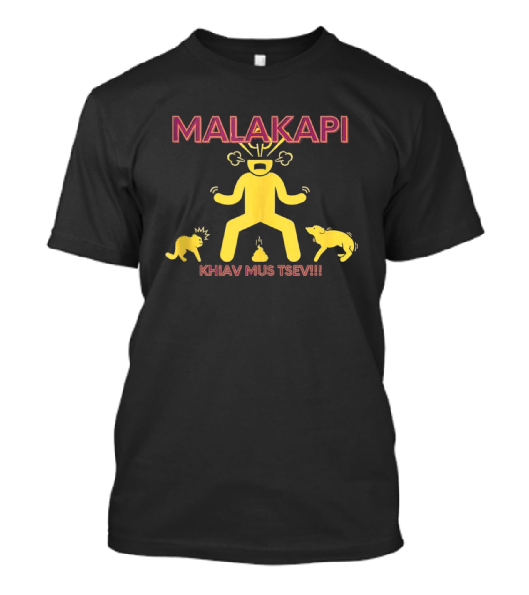 MALAKAPI Khiav Mus Tsev Funny Angry Figure Surrounded By Animals T-Shirt
