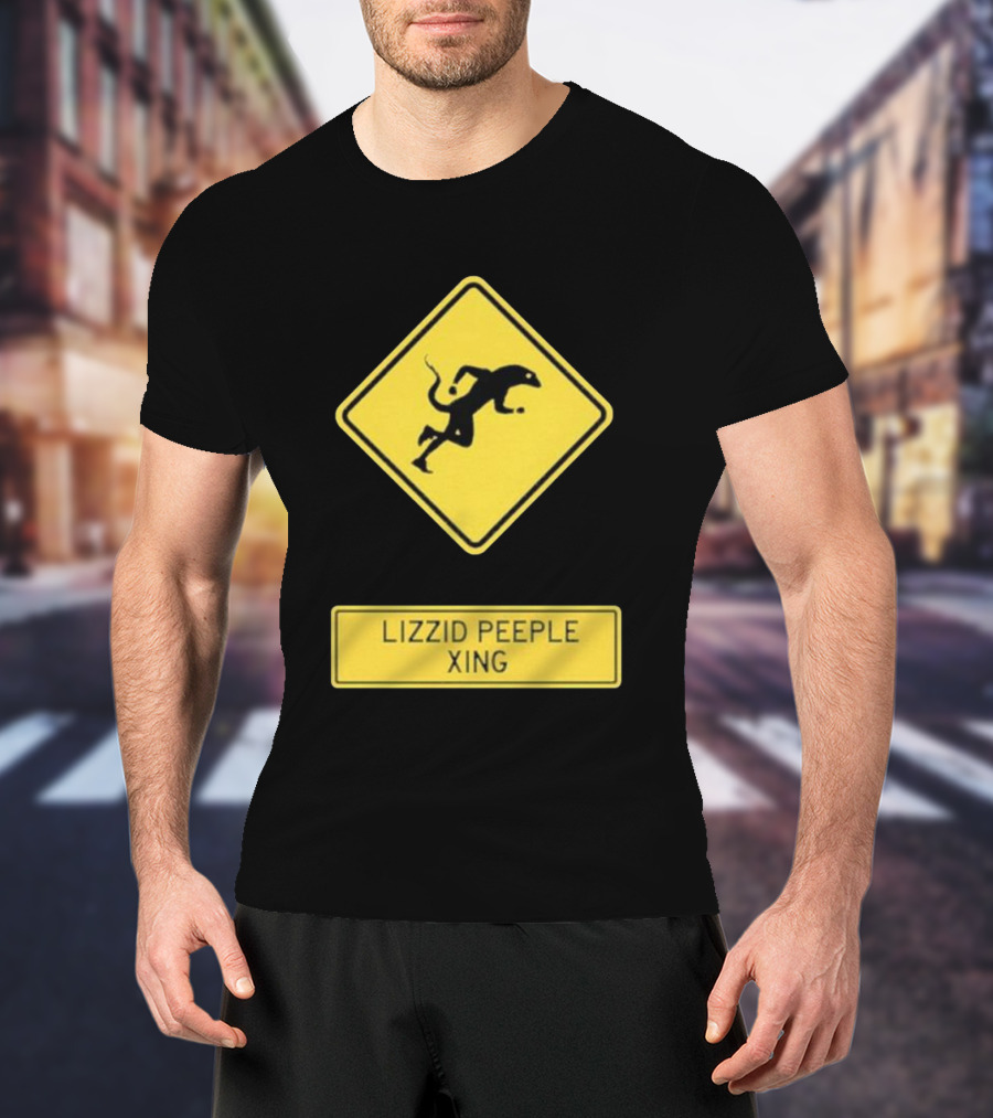 Lizzid Peeple Xing Sign Caution Black And Yellow Warning T-Shirt
