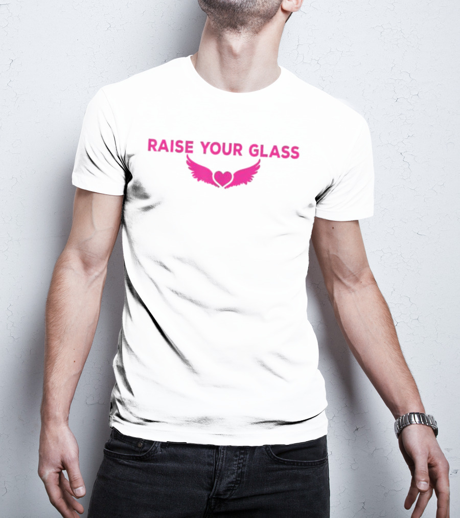 RAISE YOUR GLASS PINK Heart With Wings T-Shirt