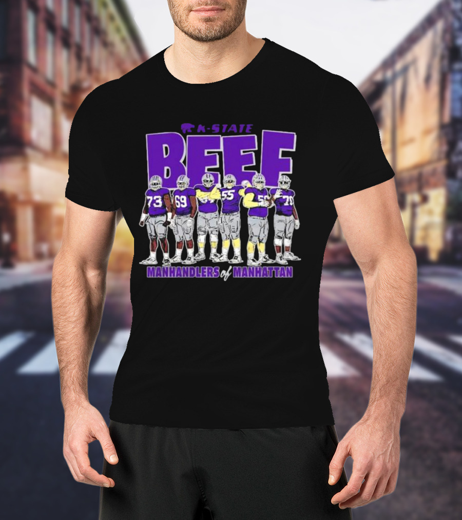 K-State Beef Manhandlers Of Manhattan Football Team Lineup T-Shirt