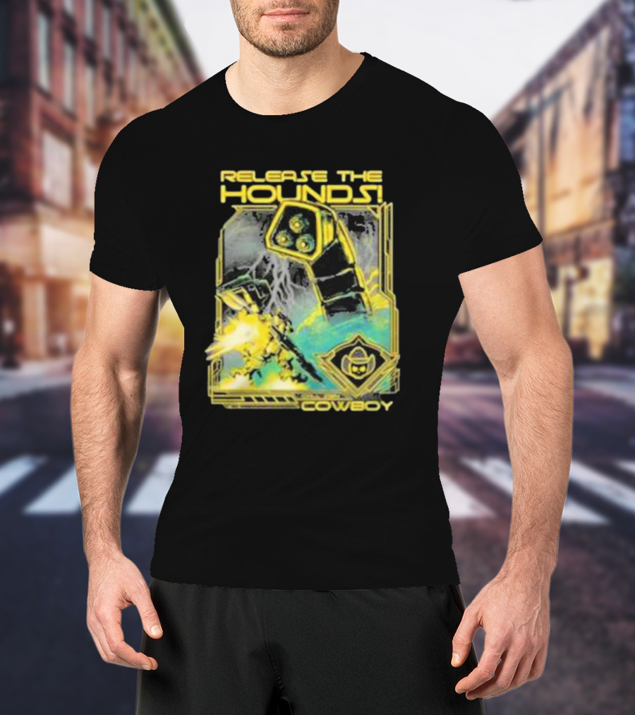 Release The Hounds Cowboy Robot Lightning T-Shirt