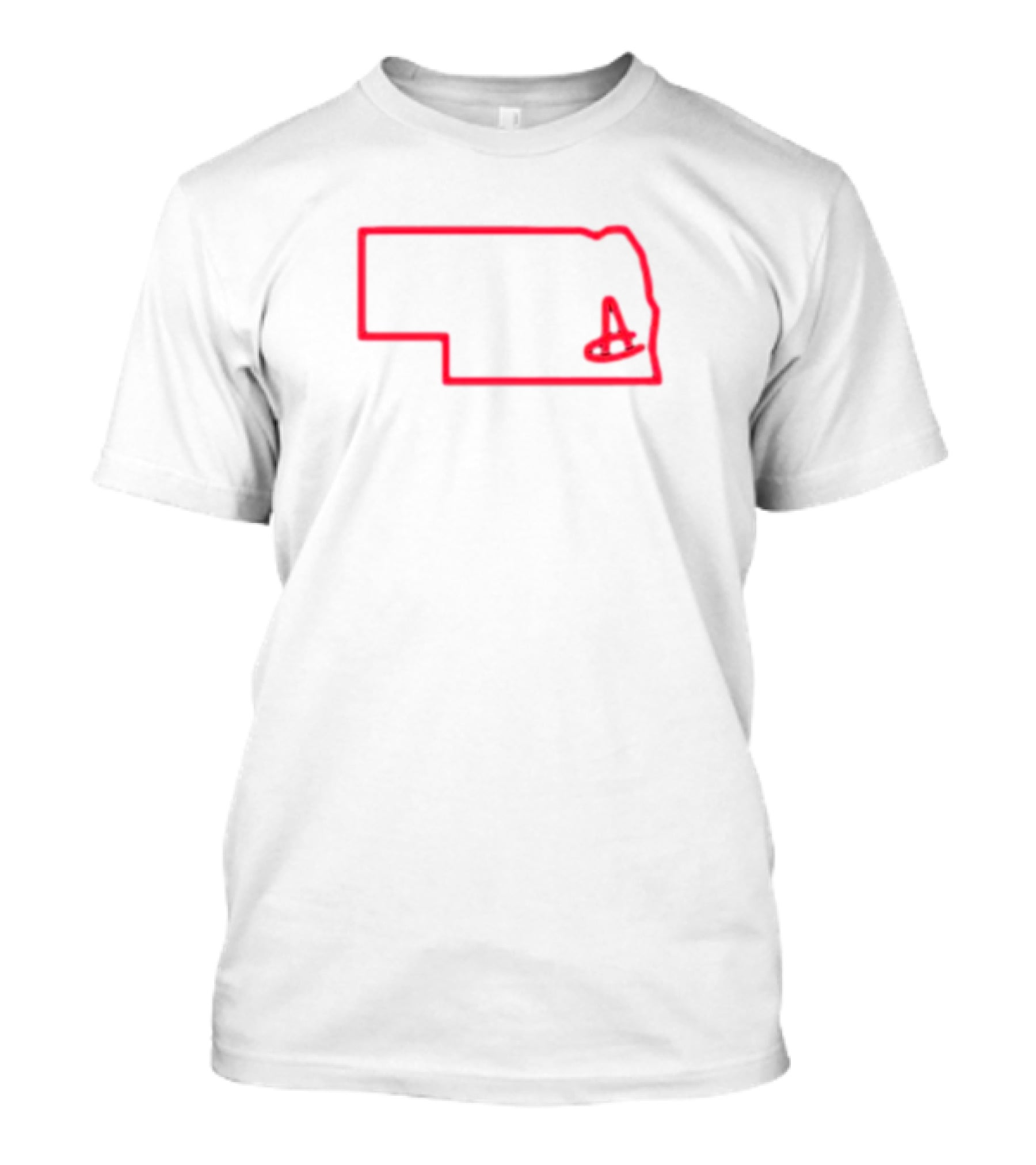 Nebraska Amigos State Outline With Iconic Red Letter A T-Shirt