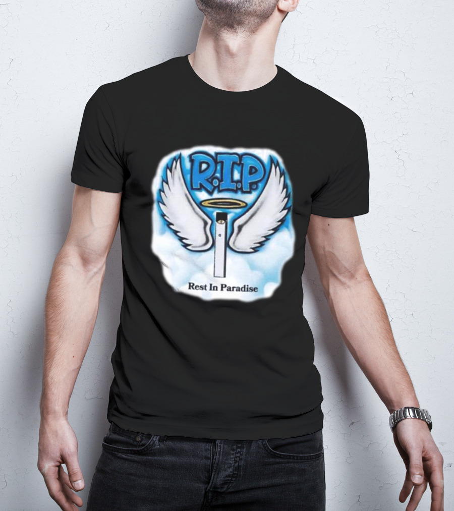 RIP Juul Rest In Paradise Angel Wings Halo Clouds T-Shirt