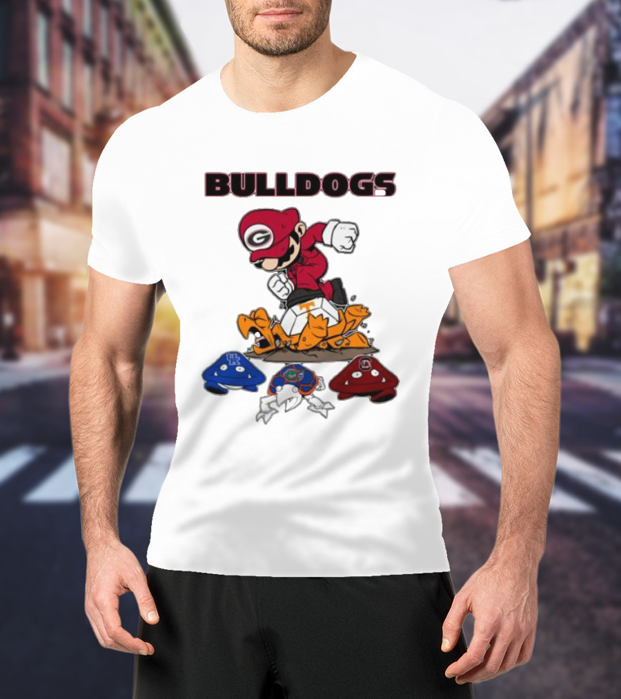 Bulldogs Super Mario Inspired Design With Iconic Gaming Motifs T-Shirt