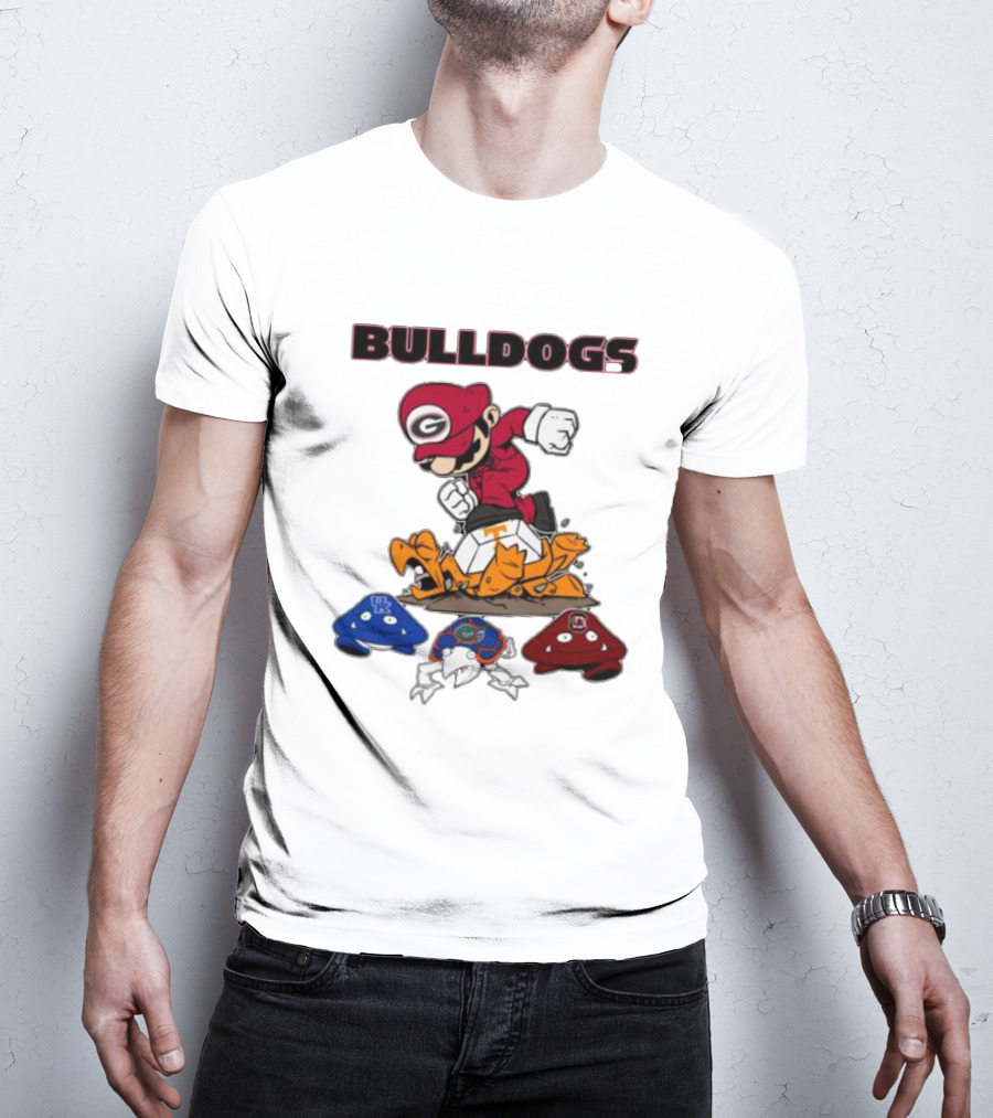 Bulldogs Super Mario Inspired Design With Iconic Gaming Motifs T-Shirt