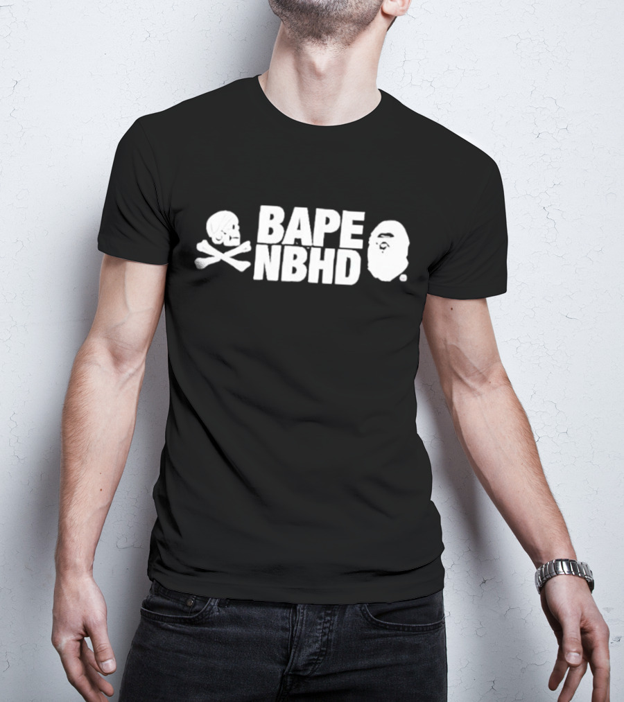 Bape Nbhd Skull Crossbones Ape Head T-Shirt