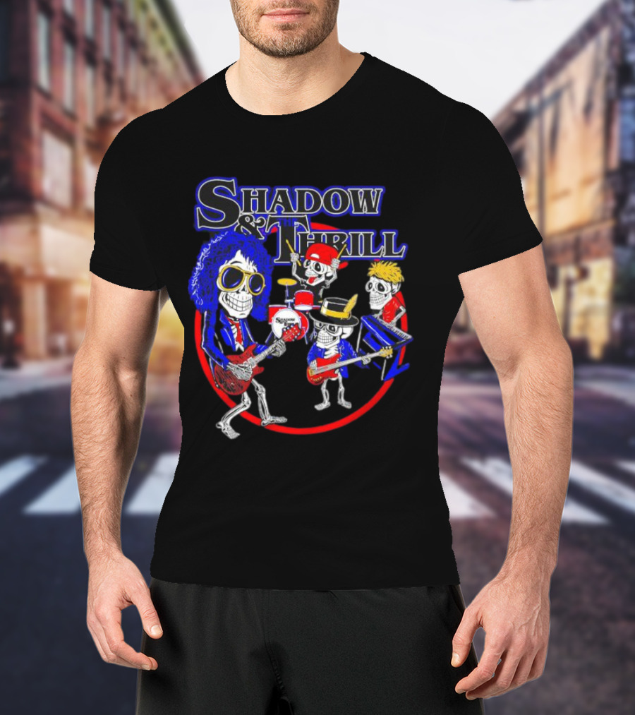 Shadow And Thrill Skeleton Band Rock Performance T-Shirt