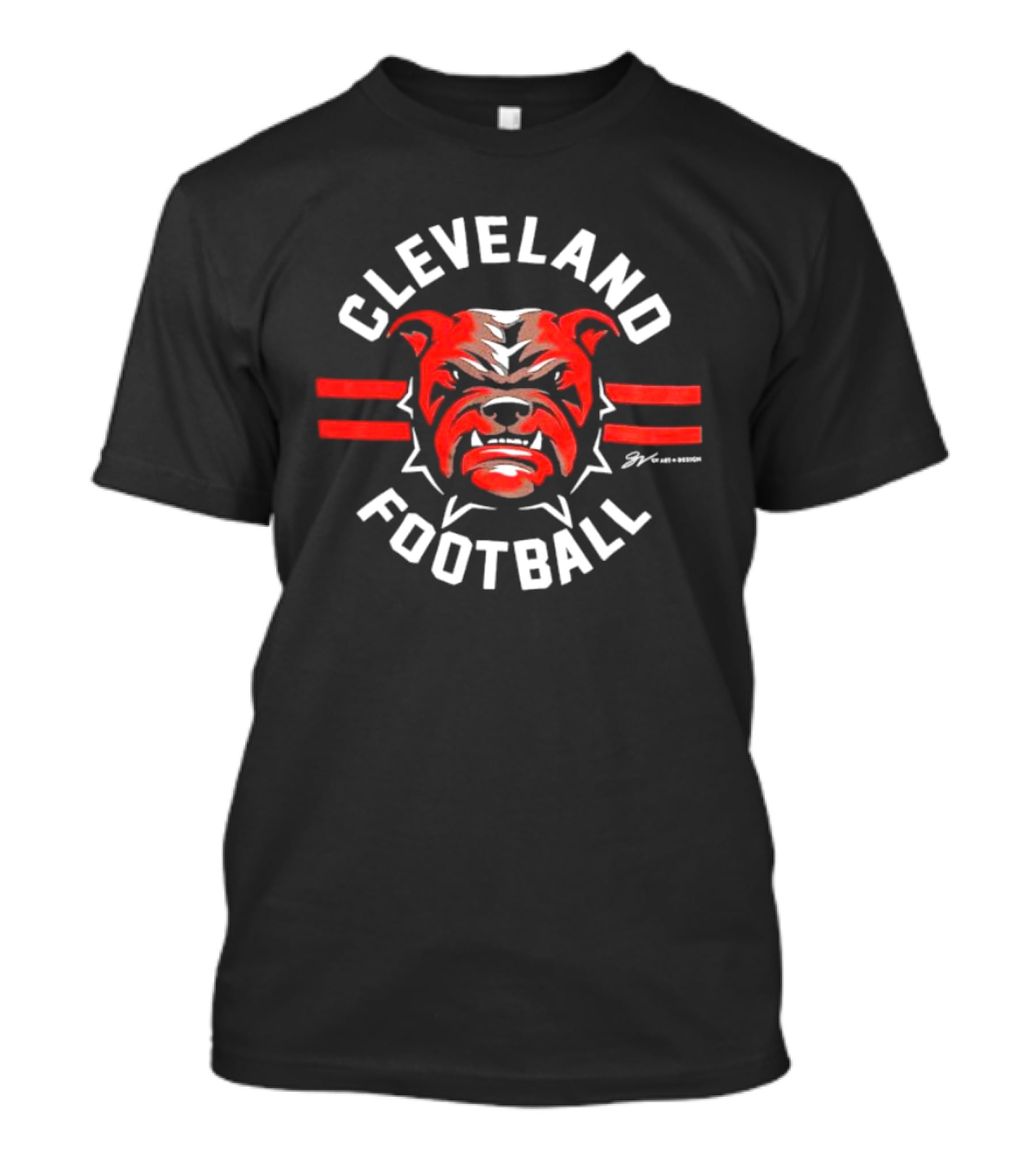 Cleveland Football Dawg Face Circle T-Shirt