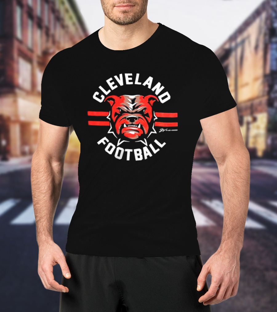 Cleveland Football Dawg Face Circle T-Shirt