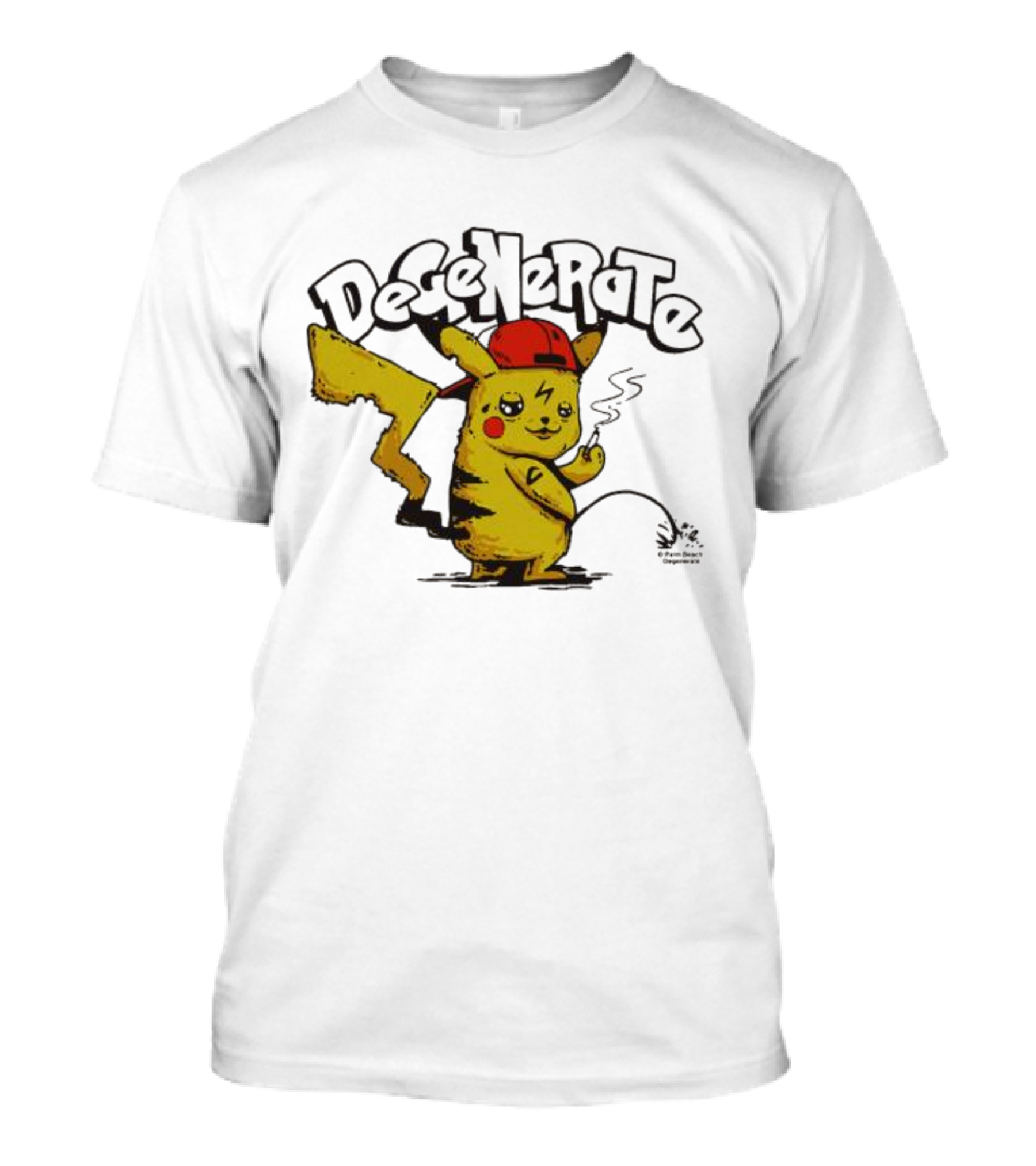 Degenerate Pikachu Smoking With Red Hat T-Shirt