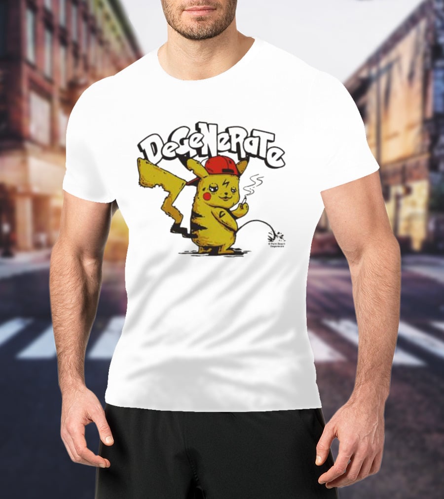 Degenerate Pikachu Smoking With Red Hat T-Shirt