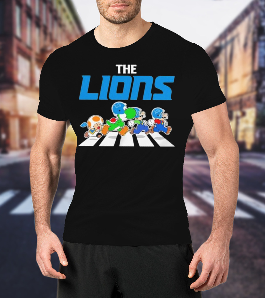 The Lions Mario Yoshi Toad Crossover Gaming Football Abbey Road T-Shirt