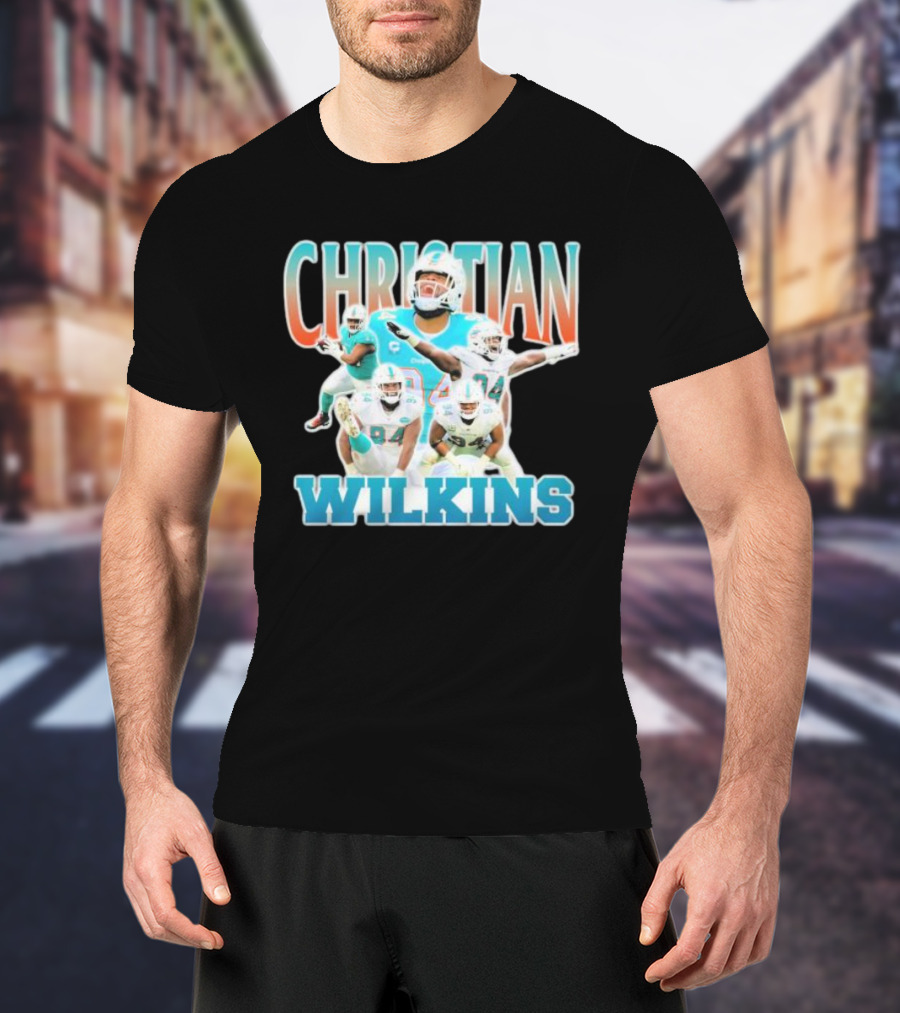 Christian Wilkins Miami Dolphins Football Player Collage T-Shirt