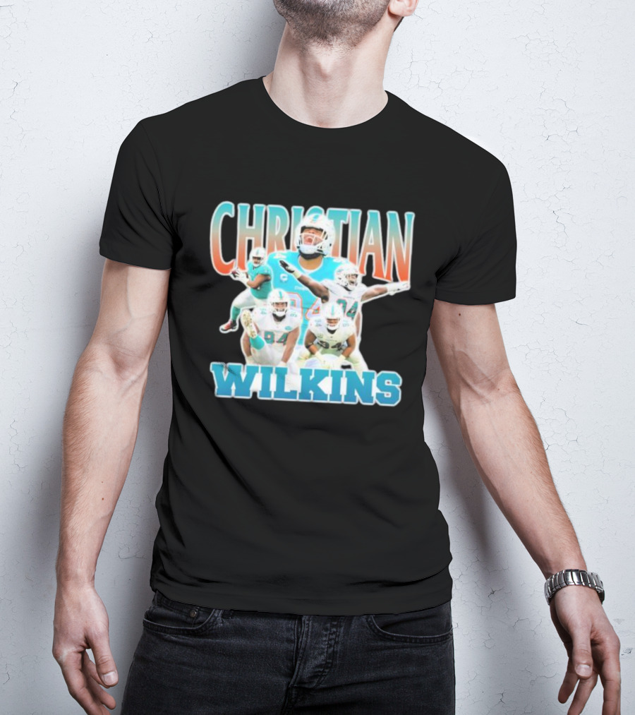 Christian Wilkins Miami Dolphins Football Player Collage T-Shirt