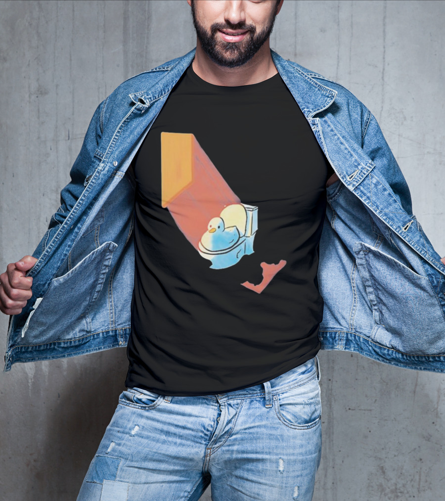 Groovy Space Duck Relaxing In Cosmic Beam On Toilet T-Shirt