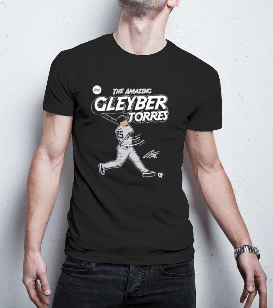 The Amazing Gleyber Torres Comic Book Style With Signature And Baseball Action T-Shirt