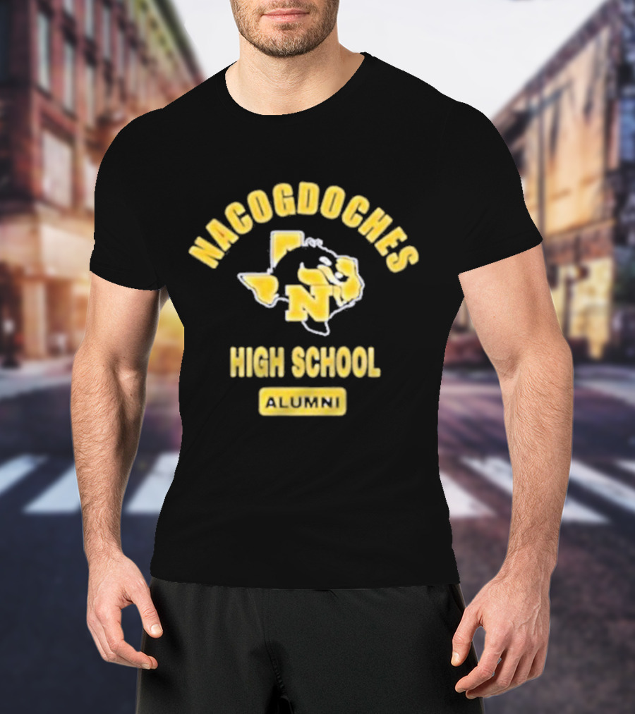 Nacogdoches High School Alumni Texas Outline Yellow T-Shirt
