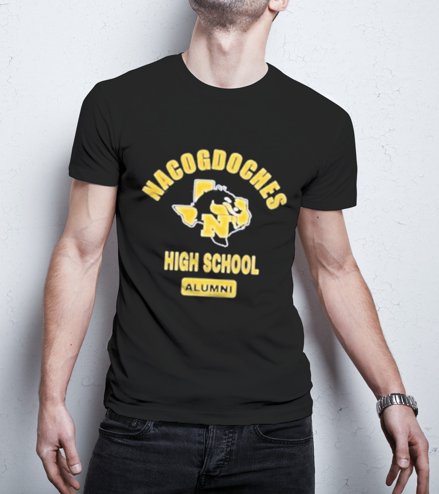 Nacogdoches High School Alumni Texas Outline Yellow T-Shirt