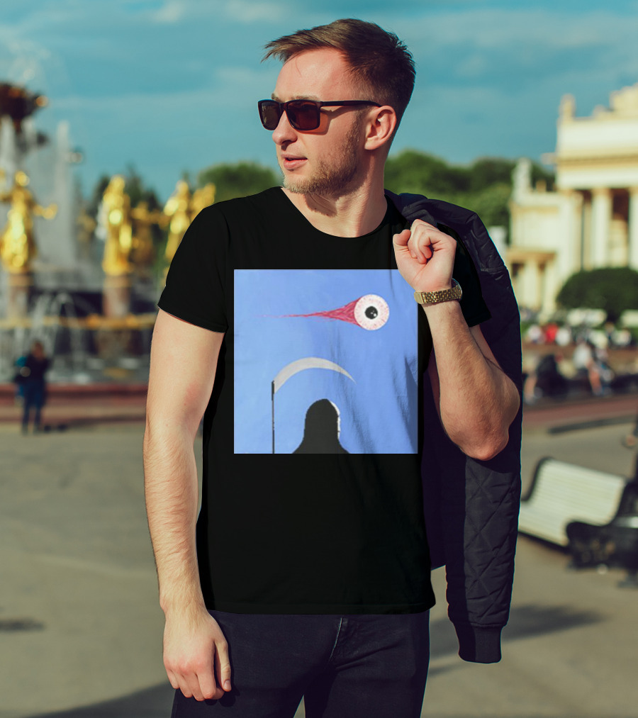 Grim Reaper With Scythe And Eyeball In Blue Sky Doja Cat Merch T-Shirt