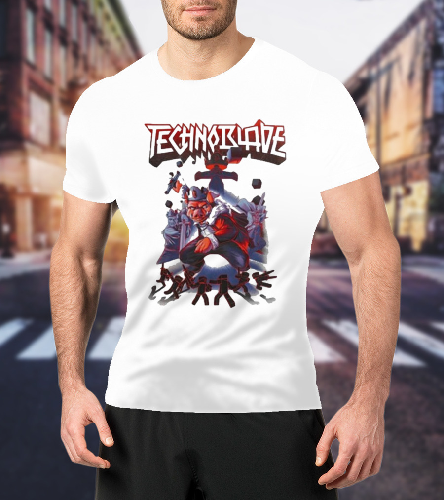 Technoblade Warrior Pig With Sword And Crown T-Shirt