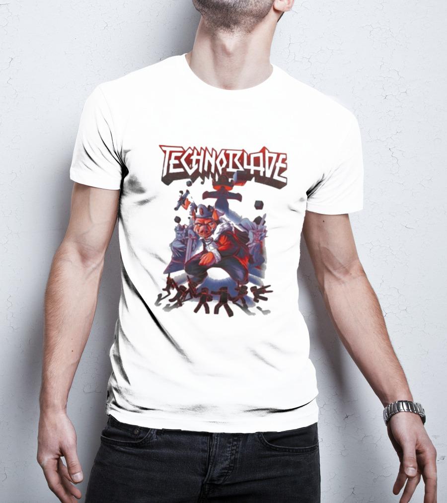 Technoblade Warrior Pig With Sword And Crown T-Shirt