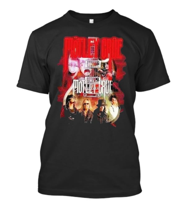 Motley Crue Rock Band Guitar With Faces T-Shirt