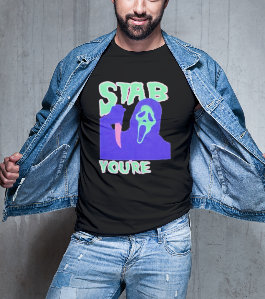 Stab You’re It Neon Horror Mask T-Shirt
