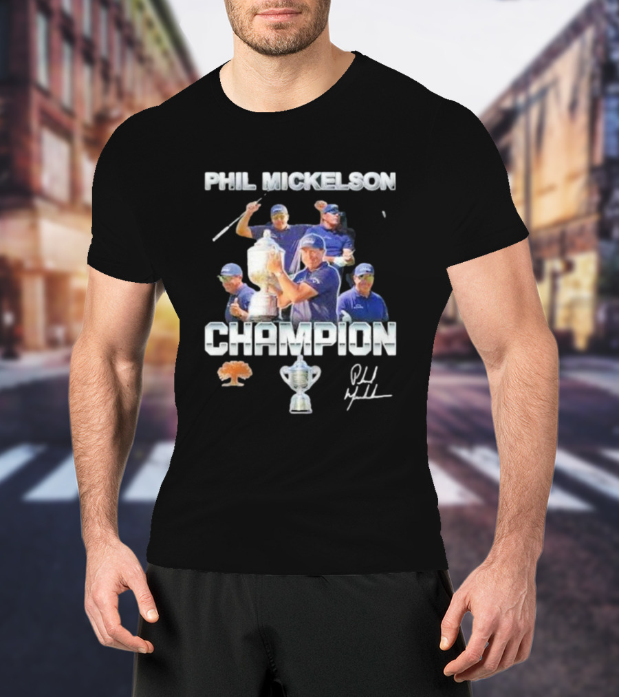 Phil Mickelson Champion Trophy Signature Golf Legend T-Shirt