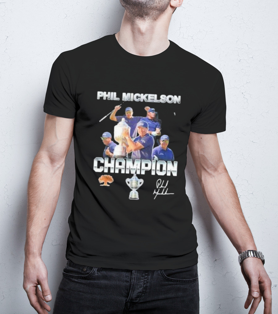 Phil Mickelson Champion Trophy Signature Golf Legend T-Shirt