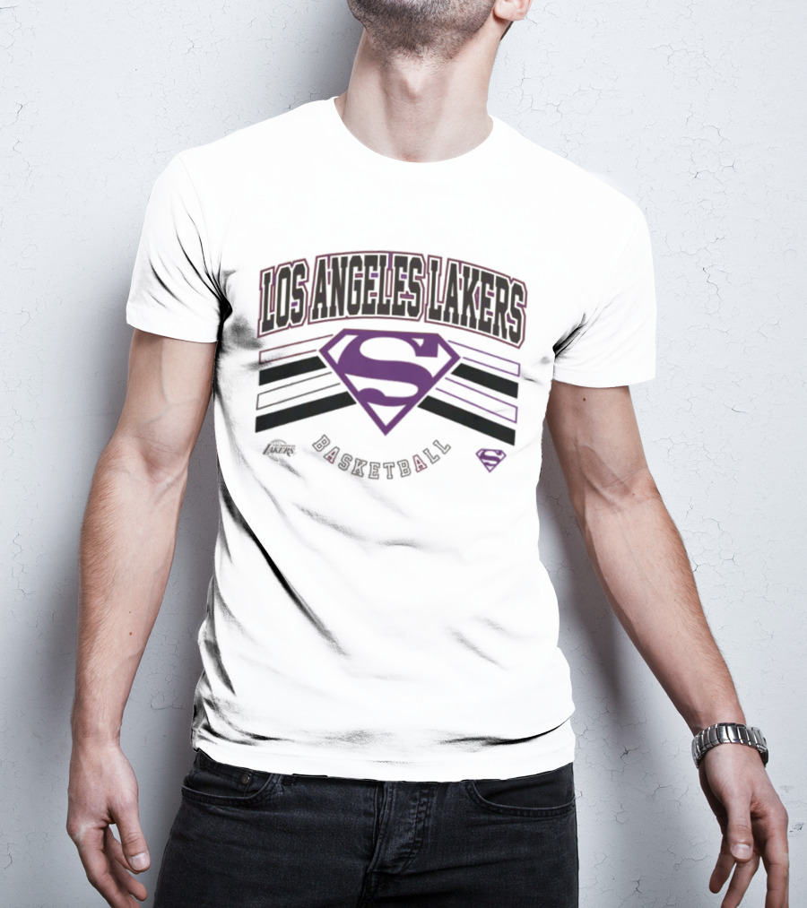 Los Angeles Lakers Superman Basketball Shield T-Shirt