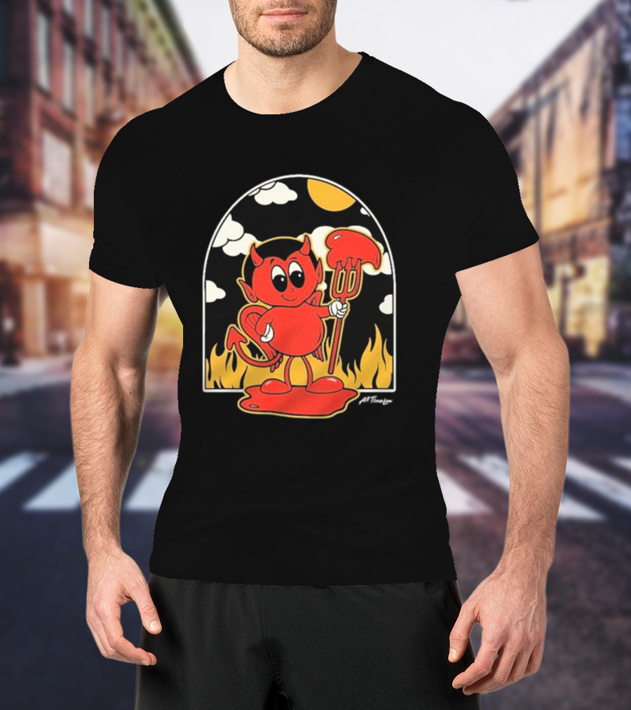 All Time Low Modern Love Cartoon Devil Flames Sun Clouds T-Shirt