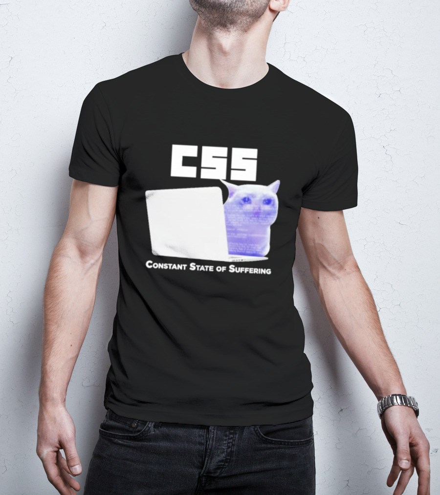 CSS Constant State Of Suffering Cat With Computer Retro Vibe T-Shirt