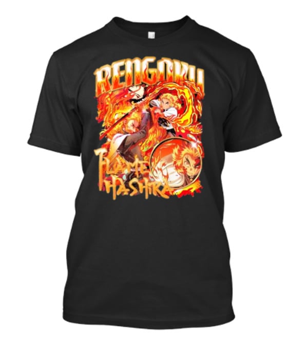 Rengoku Kyojuro Flame Hashira With Fiery Sword And Flames T-Shirt