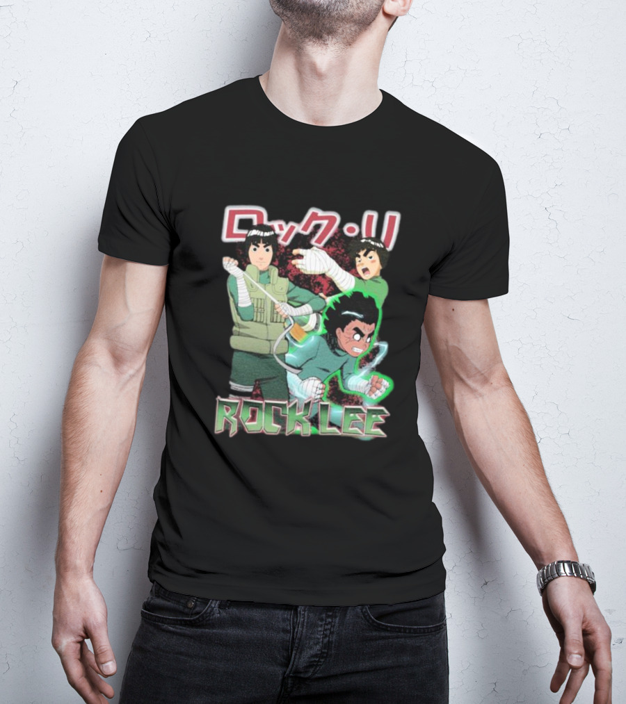 Rock Lee Dynamic Ninja Japanese Text T-Shirt