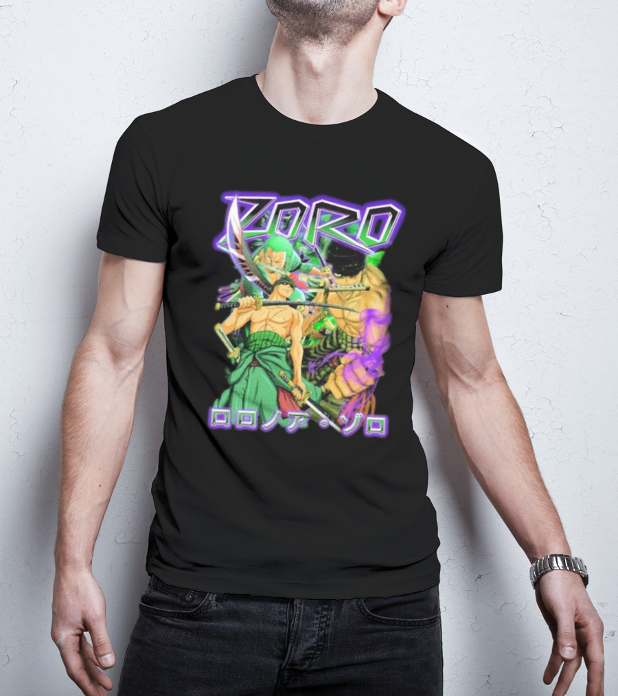 Zoro Roronoa Zoro Anime Manga Japanese Text Martial Arts Swordsman Fantasy Adventure T-Shirt