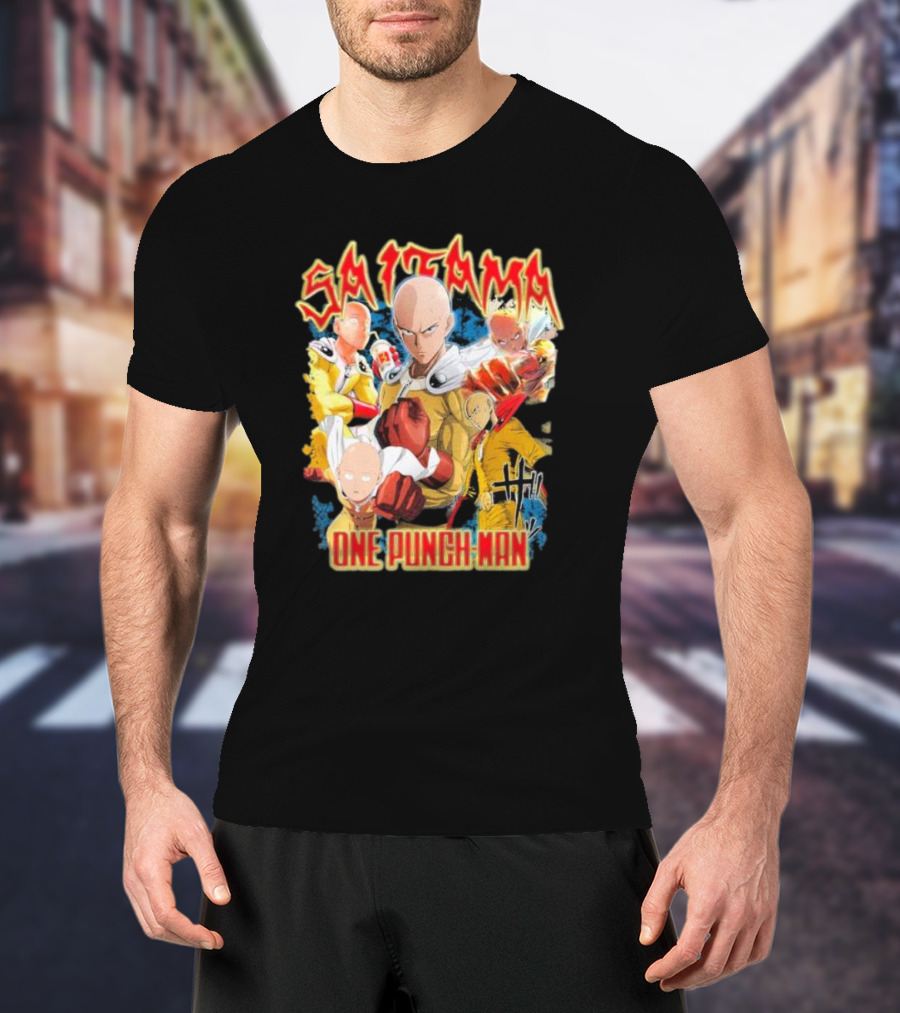 Saitama One Punch Man Anime Character Collage T-Shirt